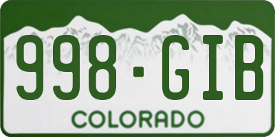 CO license plate 998GIB