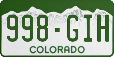 CO license plate 998GIH