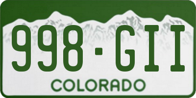 CO license plate 998GII