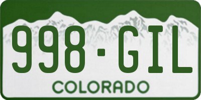 CO license plate 998GIL