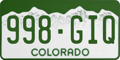 CO license plate 998GIQ