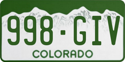CO license plate 998GIV