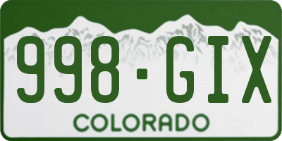 CO license plate 998GIX