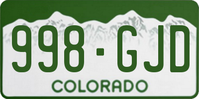 CO license plate 998GJD