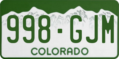 CO license plate 998GJM