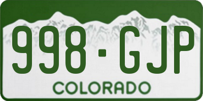 CO license plate 998GJP