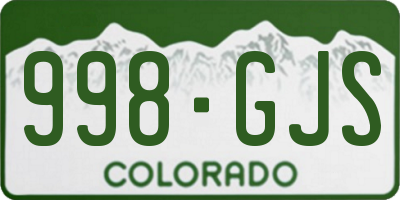 CO license plate 998GJS