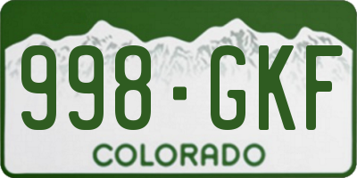 CO license plate 998GKF