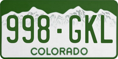 CO license plate 998GKL