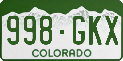 CO license plate 998GKX