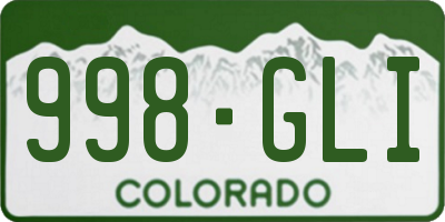 CO license plate 998GLI