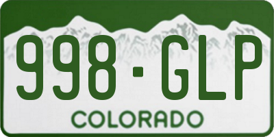 CO license plate 998GLP
