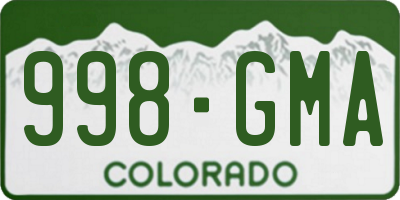 CO license plate 998GMA