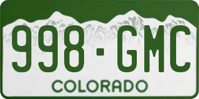 CO license plate 998GMC