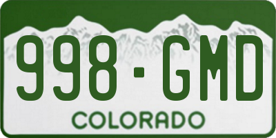 CO license plate 998GMD