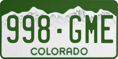 CO license plate 998GME