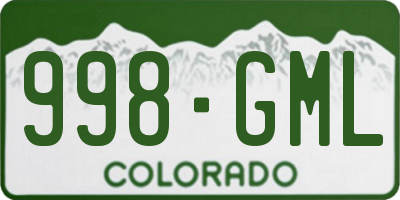 CO license plate 998GML