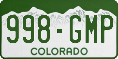 CO license plate 998GMP