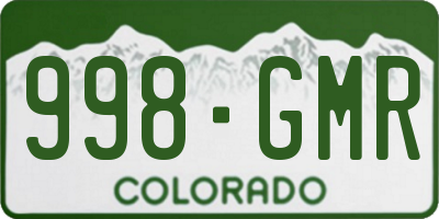 CO license plate 998GMR