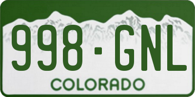 CO license plate 998GNL