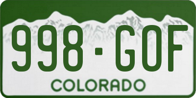 CO license plate 998GOF