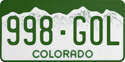 CO license plate 998GOL