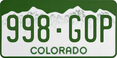 CO license plate 998GOP
