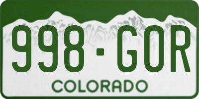 CO license plate 998GOR