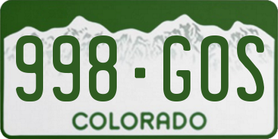 CO license plate 998GOS