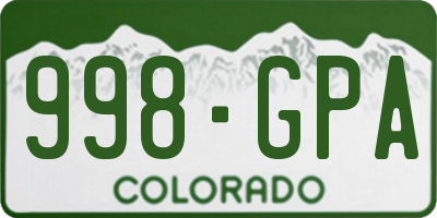CO license plate 998GPA