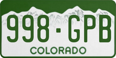 CO license plate 998GPB