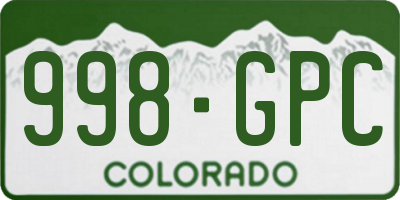 CO license plate 998GPC