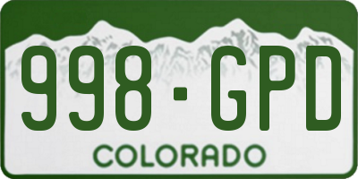 CO license plate 998GPD