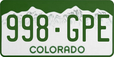 CO license plate 998GPE