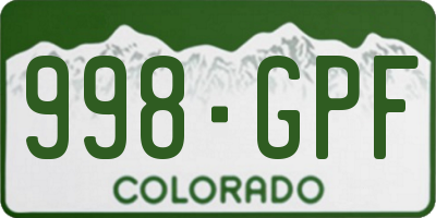 CO license plate 998GPF