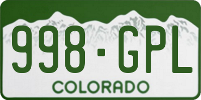 CO license plate 998GPL