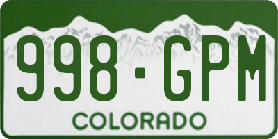 CO license plate 998GPM