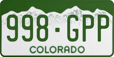 CO license plate 998GPP