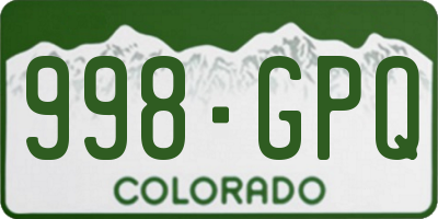 CO license plate 998GPQ