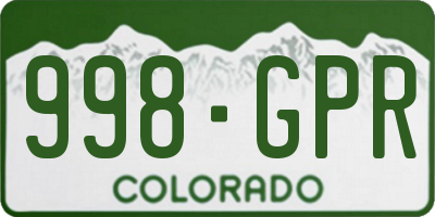 CO license plate 998GPR