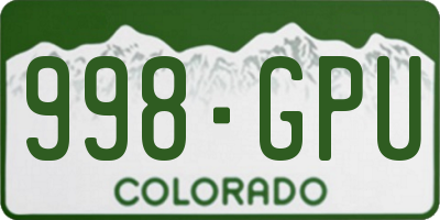 CO license plate 998GPU