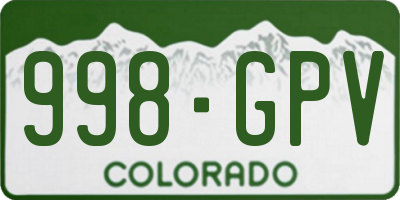 CO license plate 998GPV