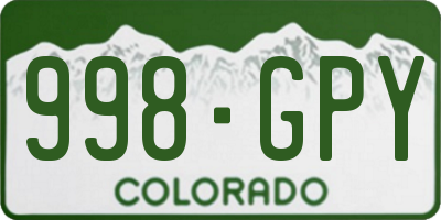 CO license plate 998GPY