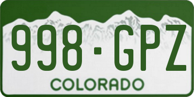 CO license plate 998GPZ