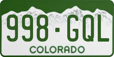 CO license plate 998GQL
