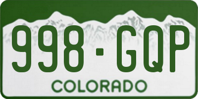 CO license plate 998GQP