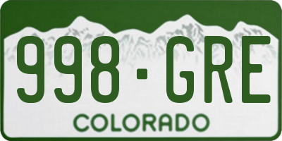 CO license plate 998GRE