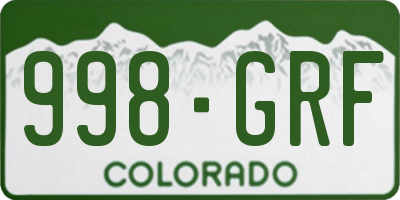 CO license plate 998GRF