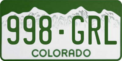 CO license plate 998GRL
