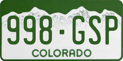 CO license plate 998GSP